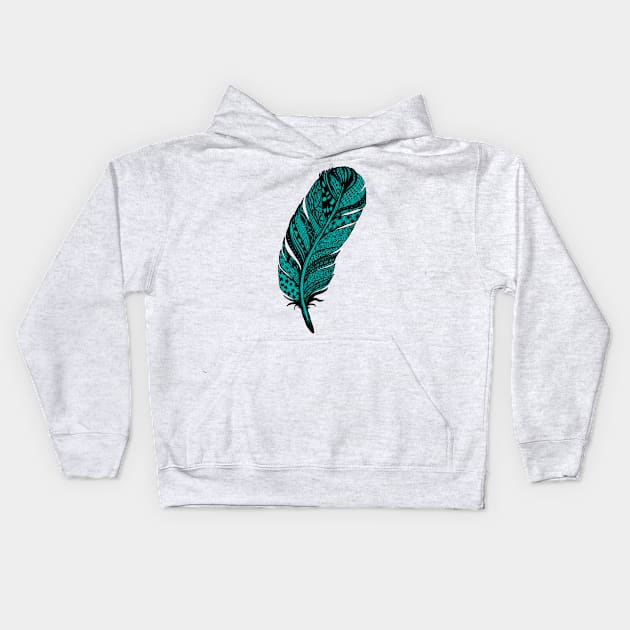 Zentangle Tribal Feather Drawing Kids Hoodie by SWON Design